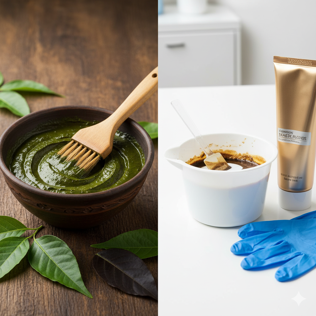 Natural henna vs chemical dye for covering grey hair